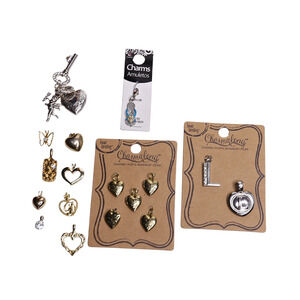 Lot Of 18 Charms Metal And Plastic - Charmalong-Sandals-Hearts-Cherub